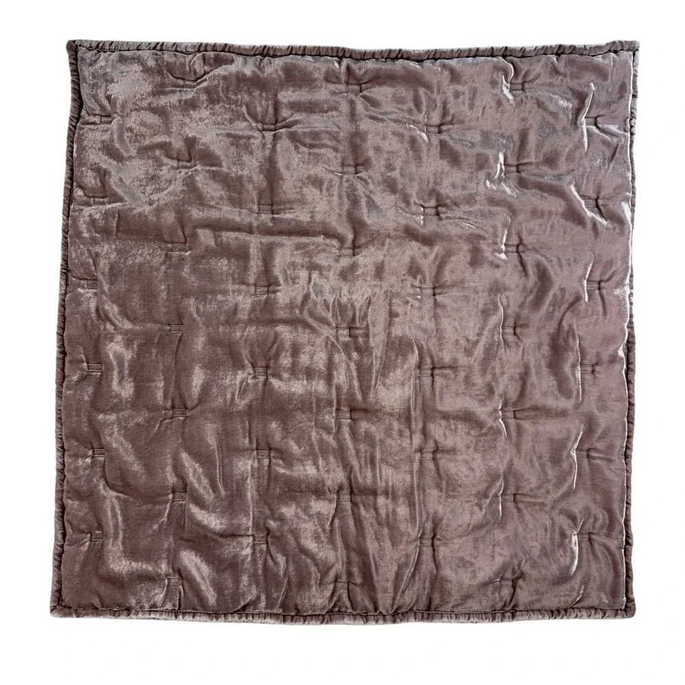 West Elm Lush Velvet Tack Stitch Euro Sham Pink Quilted Pillow Cover Bedding‎